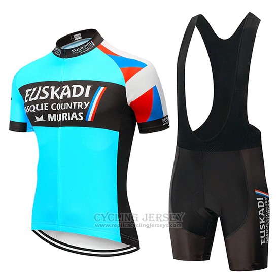 2019 Cycling Jersey Euskadi Murias Blue Black Short Sleeve and Bib Short